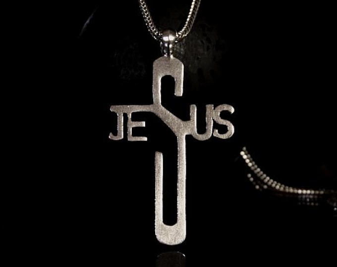 Jesus Cross Handmade Sterling Silver Pendant: Religious Crucifix