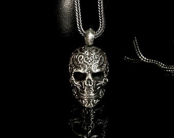 Silver Skull Pendant, OldSchool Skull Pendant, Stylish Pendant, Oldschool Style Skull, Easy Rider Pendant, Vintage Style Skull, Retro Skull