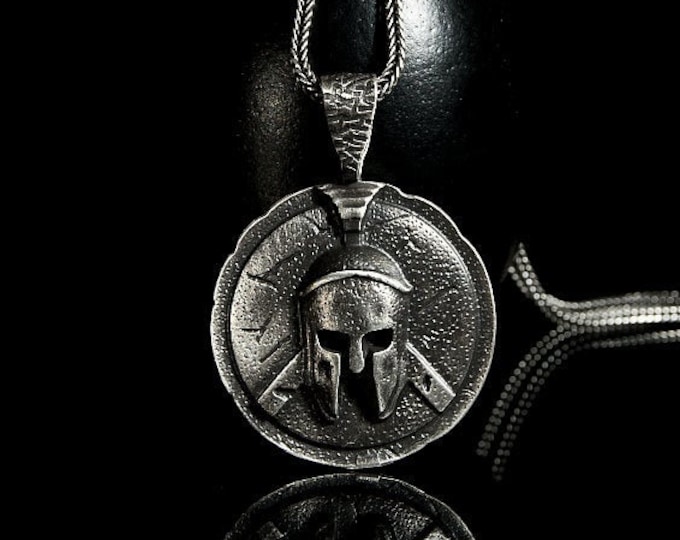 Spartan Silver Pendant, Greek Spartan Shield Pendant, Greek History, Spartans Pendant, Lacedaemonians Pendant, Spartan Leonidas, Men Gift