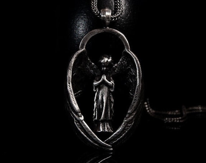 Angel Handmade Silver Angelic Pendant 925 Sterling Silver Praying Angel Necklace Relegious Gift Ideas