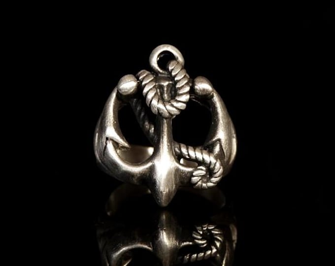 Anchor Handmade Sterling Silver 925 Ring: Nautical Anchor Captain's Ring Travel