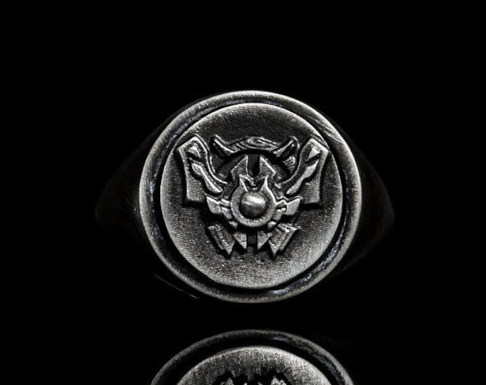 Silver League of Legends Challenger Symbol Ring Signet Ring LoL Inspired Gamer Accessories Gaming Rings Gamer Gifts  Gift Ideas Silver Bands