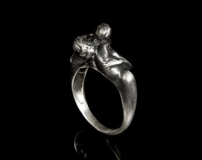 Loving Couple Silver Ring, Passion Ring, Silver Ring, Gift For Him, Gift for Her, Passionate Couple, Marriage, Lovers Ring, Kissing Ring