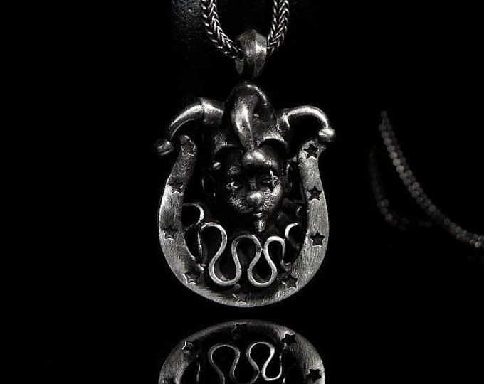 Joker Silver Pendant Handmade 925 Sterling Silver  Lucky Petal The Joker Card Silver Necklace Card Lovers Gift Ideas