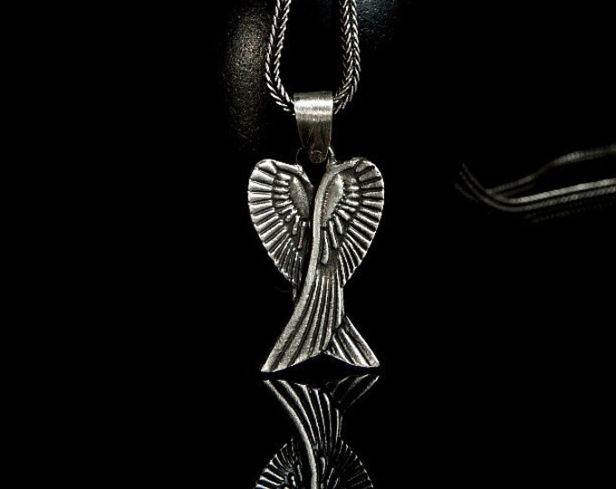 Angelic Silver Wings, Silver Pendant Wings, Angelic Inspiration Wings, Wings For The World, Silver Wings Necklace, Closed Angel Wings