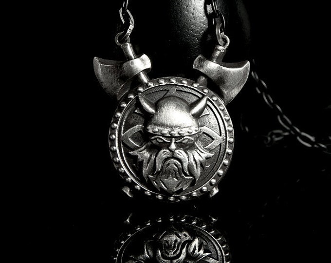 Viking Silver Pendant, Viking Jewellery, Men Viking Pendant, Scandinavian Amulet, Silver Vikings, Black Chain, Odin, Men Gift Necklace