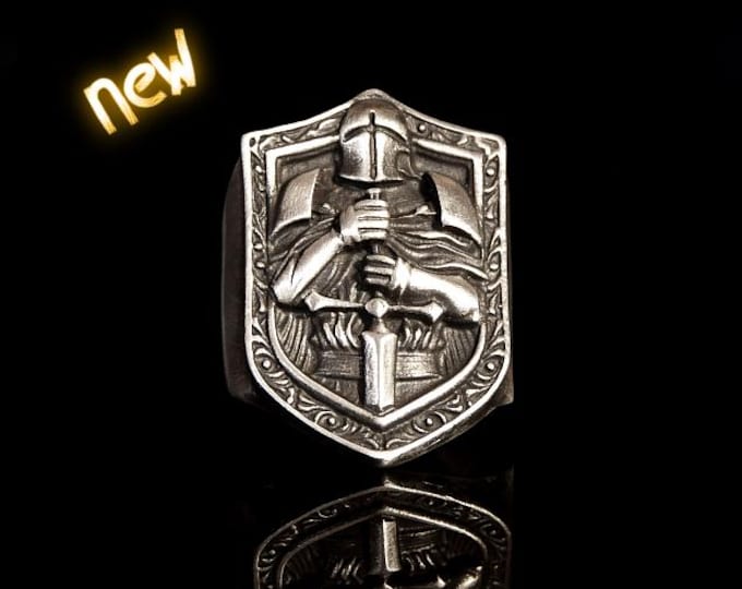 Knight Oxidized Sterling Silver925 Ring: Knight Warrior Jewelry