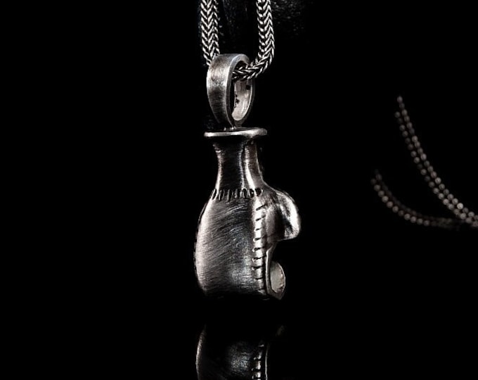 Boxing Glove Pendant Handcrafted 925 Sterling Silver Boxer Pendant Glove Pendant Boxing Gift Idea