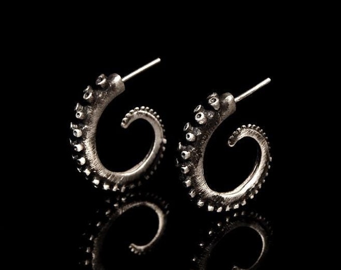 Handmade Silver Octopus Earrings  Jewellery Unisex Studs Silver Handcrafted Earrings Octopus Accessories  Gift For All