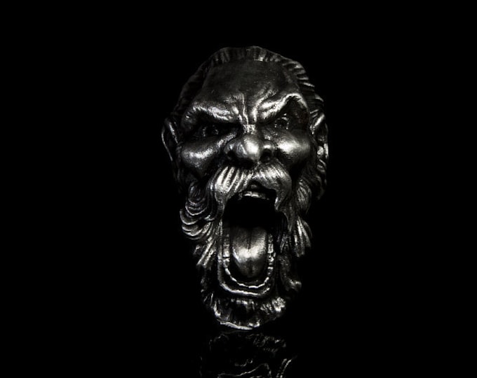 Gragas Silver Band Ring, Huge Gragas Head Ring, Gamers Accessories, Screaming Face Ring, Angry Face Ring, League of Legends Accessories