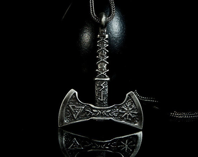 Silver Vikings Axe, Man Symbol, Vikings Axe, Men Accesorries, Double-faced Silver Axe, Two Sided Axe, Scandinavian Weapons, Vikings Wepaons