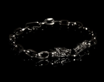 Viking Wolf Chain, Handmade Wolf Bracelet, Vikings Wolves, Wolves Chain, Silver Wolf Chain, Handmade Silver Bracelet, Vikings Design Chain