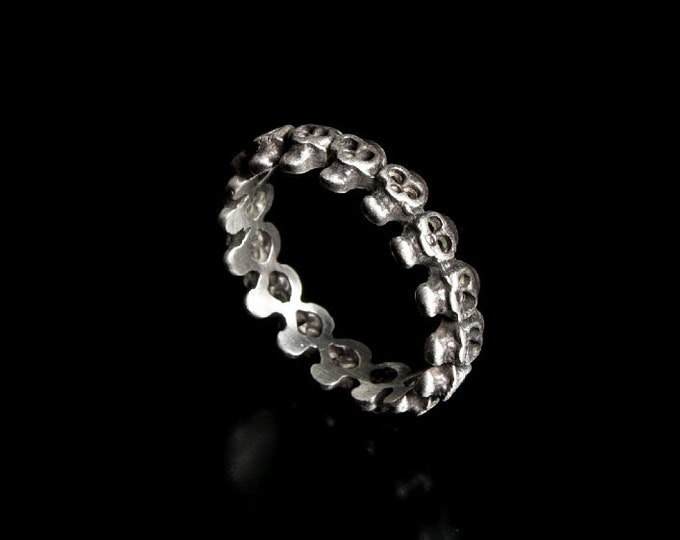 Skull Stacking Ring, Mens Silver Oxidized, Skull Statement Ring, Men Jewelry, Biker Men Ring, Silver Men Accessory, Men Gift, Biker Gift