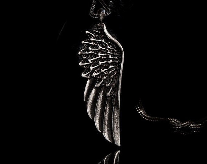 Silver Wing Pendant, Angels Pendant, Silver Handmade Necklace, Silver Accessories, Angelic Gift Idea, Single Wing Pendant Sterling Silver925