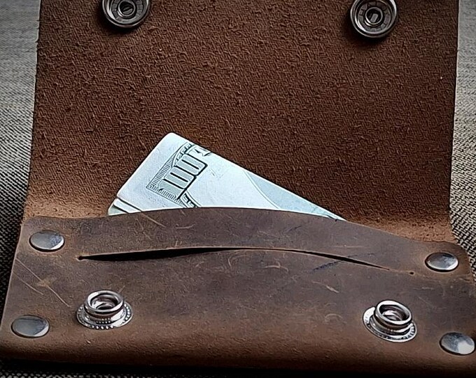 Leather Wallet Mens Leather Wallet  Great for Cards  Biker Wallet  Chain Wallet Snap Wallet Crazy Horse Leather