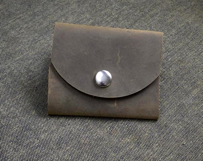 Trifold Leather Wallet Slim Cash Leather Wallet Mens Great for Cards  Snap  Minimal Wallet Crazy Horse Leather Cowboy Wallet Gift For Him