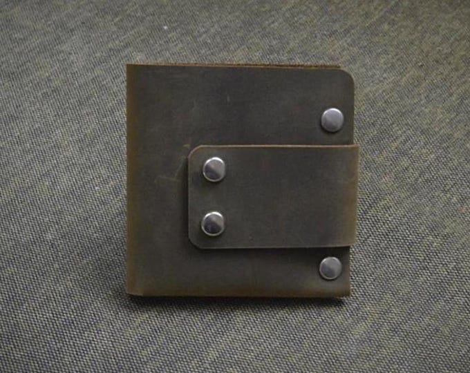 Crads and Cash Leather Wallet Mens Leather Wallet  Great for Cards  Biker Wallet  Chain Wallet Crazy Horse Leather Cigar Thin Walltet