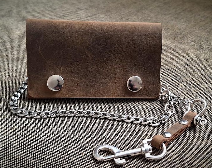 Leather Wallet Mens Leather Wallet  Great for Cards  Biker Wallet  Chain Wallet Snap Wallet Crazy Horse Leather