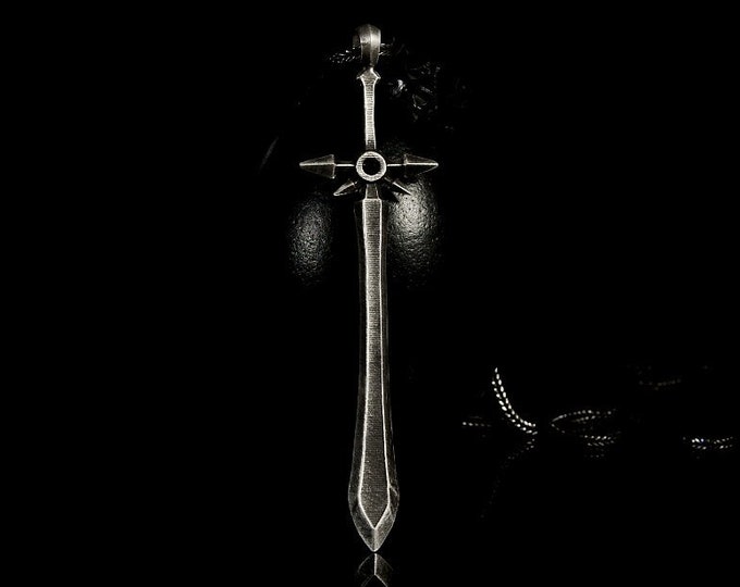 Silver Leonas Sword Pendant Silver Chain Sword Pendant Handmade Leona Weapon Necklace Gaming Jewellery Gamers Gift Leona Support Gift LoL