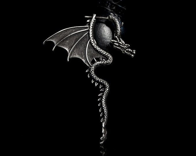 Dragon Silver One Pair Earring Handmade 925 Sterling Silver Earrings Dragon Earring Silver Spiked Earring Dragon accesories Men Earrings