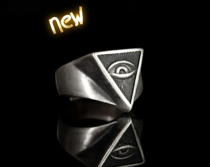 Eye of God Ring Handmade Silver Ring , Evil Eye Ring Sterling Silver, Greek Mati Ring, Protection Jewelry, Boho Minimal Gift for Him