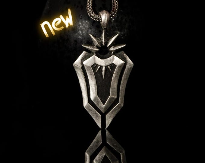 Leona Shield Pendant Necklace – Sterling Silver League of Legends Charm – Gamer Jewelry
