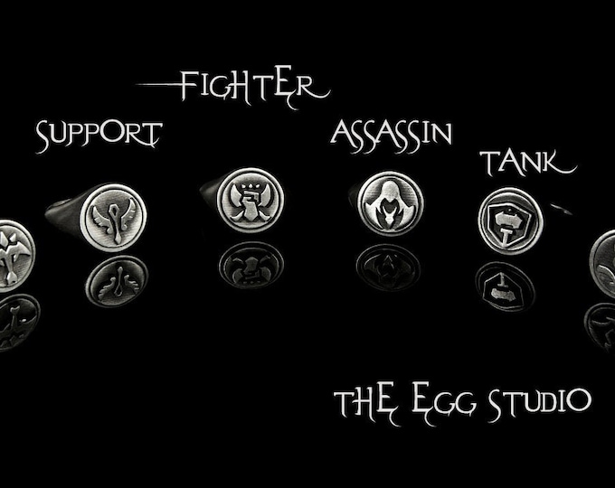 Silver Handmade League of Legends Isnpired Emblem Rings Roles Gaming Accessories Lanes Roles League Champions and Roles League Rings