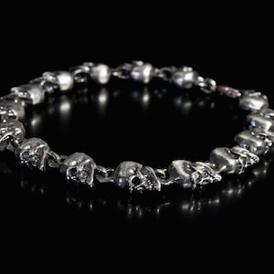 Skull Bracelet, Mens Silver Bracelet, Skull Silver Bracelet, Bikers Accessories, Bikers Bracelet, Gothic Bracelet, Skull Chain, Gift for Him