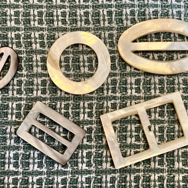 Set of 5 Vintage Mother-of-Pearl Buckles