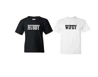 Hubby Wifey Shirts, Honeymoon Shirts, Just Married Shirt, Couples Wedding Shirt, Bridal Engagement, Husband and Wife Shirts, Matching Tee