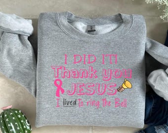 Bluza z kapturem I Ring the Bell, Ocalała z raka piersi, Koszulka Beat Cancer, Bluza z napisem Breast Cancer Awareness, Odzież na raka piersi, Zakończ chemioterapię