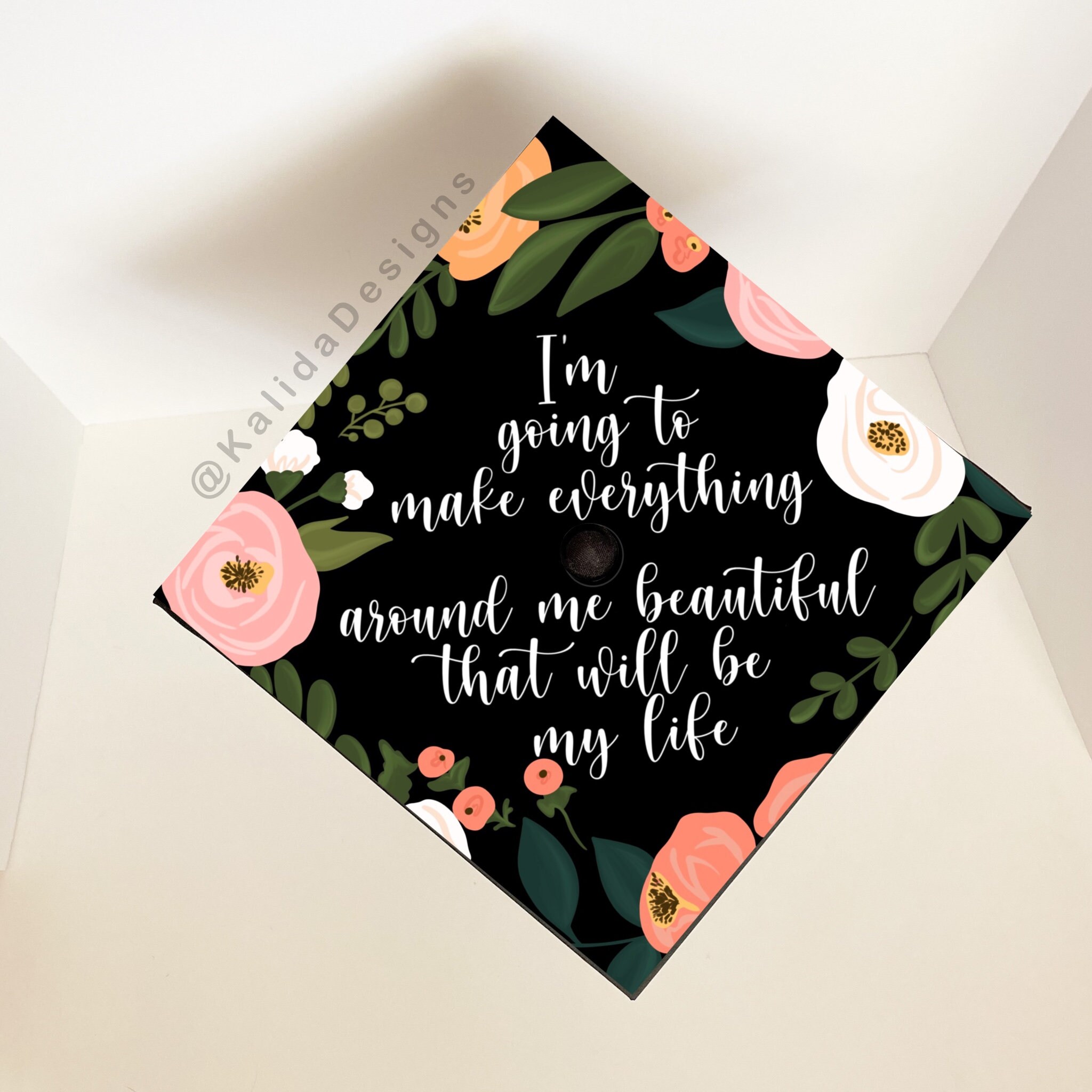 Graduation Cap PRINTED Grad Cap Decal Topper Floral Etsy