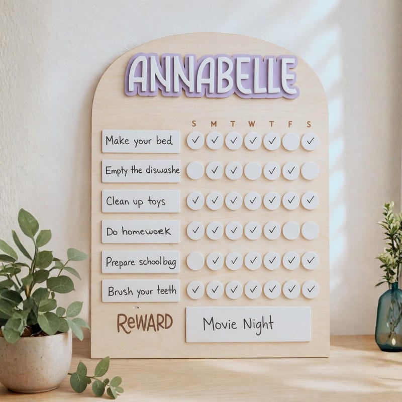 Wood Acrylic Chore Chart - Etsy