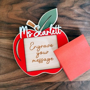 Sticky Note Holder Personalized | Apple Sticky note Holder | Appreciation Teacher Gift | End of year Teacher Gift | Desk Accessories