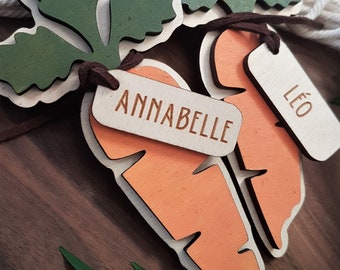Easter Basket Tag – Carrot Tag with an Engraved Name Tag for Kids - Rustic Wooden Decor - easter basket stuffers