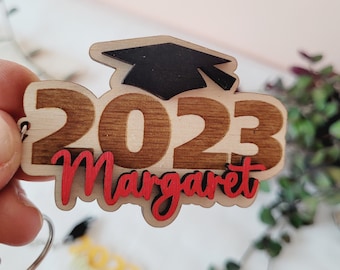 Class of Keychain | Graduation Keychain in Wood and Acrylic | Custom & Personalized Graduation Gift | Lobster Clasp or Split keyrings