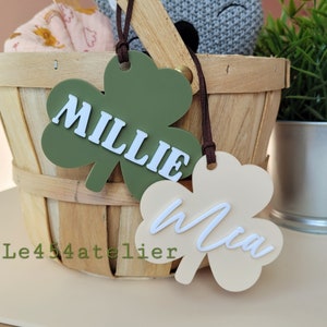 Personalized Shamrock Clover Tag | St-Patrick Day Tag | Custom Name Tag | Green Lucky Charm | Irelan National Day