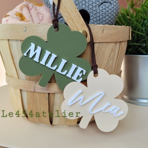 Personalized Shamrock Clover Tag | St. Patrick's Day Tag | Custom Name Tag | Green Lucky Charm | Ireland National Day