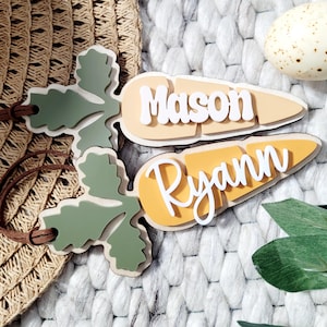 Personalized Acrylic Easter Basket Tag – Colorful Carrot Name Tag for Kids