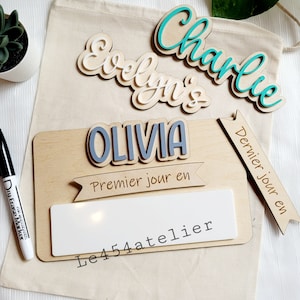 Minimalist First & Last Day of School Sign | Customizable | Reusable | Child's Photo Keepsake (FR)
