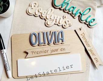 Panneau minimaliste premier & dernier jour d’école | Personnalisable | Réutilisable | Souvenir photo enfant (FR)