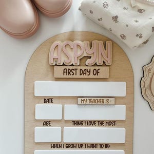 First and Last Day Of School Wooden Board Interchangeable for the Back-to-School Season and multiple kid's names