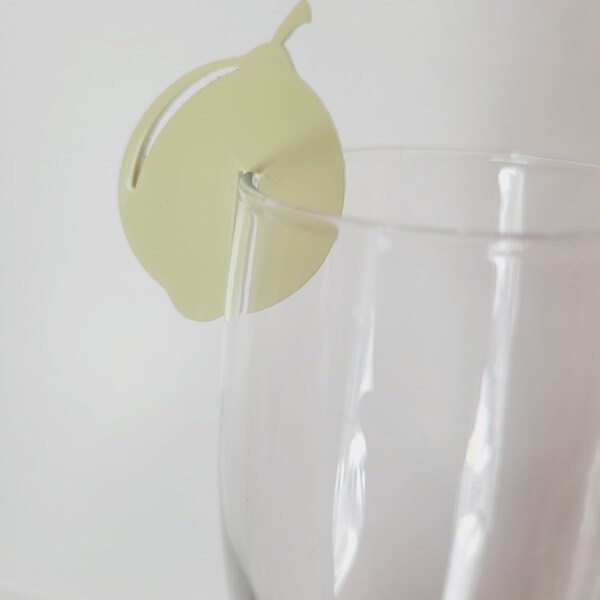 10 Lemon Glass Charms | Drink Topper Glass | Drink Tag
