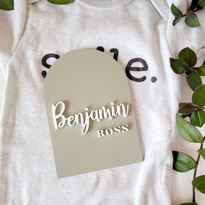 Boho Arch Sign with Baby Name (3.5" x 5") | Birth Announcement | Nursery Decor
