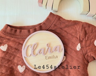 Baby Name Sign | Birth Announcement | Hospital Announcement Disc | Baby Gift | Modern Wood