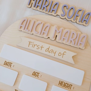Reusable wooden first day of school sign that can be updated each year for back to school photos