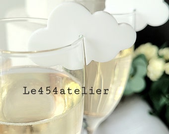 10 Cloud Glass Charm | Head In the cloud Drink Topper Glass | Drink Tag