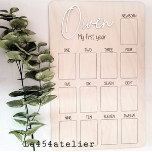 Tablero de fotos del primer año del bebé | Decoración del primer cumpleaños | Un año de fotos