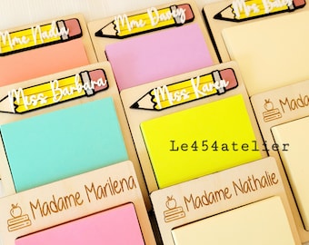 Post-it® Notes Holder Personalized | Sticky notes holder |  Appreciation Teacher Gift | End of year Teacher Gift | Desk Accessories