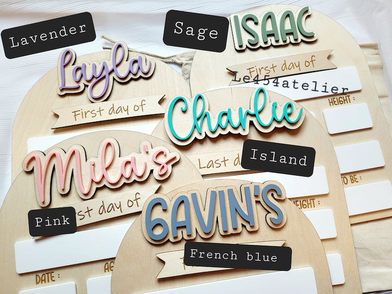 Personalized back to school sign with custom child name and first day of school details